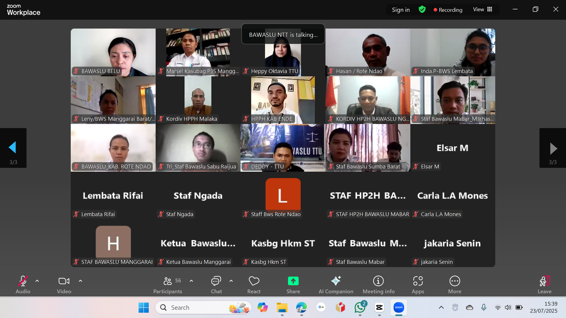 Bawaslu Lembata Rakernis JDIH Via Zoom