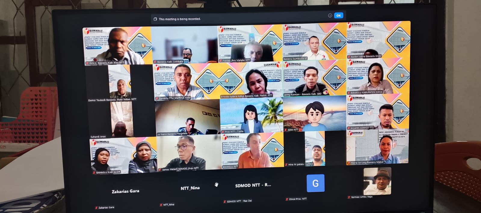 Bawaslu Kabupaten Lembata Zoom bersama Bawaslu NTT