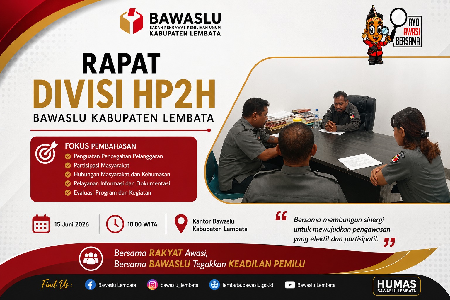 Rapat Internal Divisi HP2H Bawaslu Kabupaten Lembata.