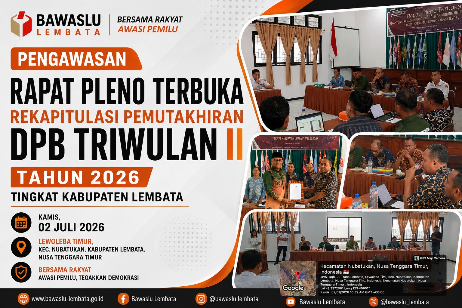 Bawaslu Lembata Awasi Pleno DPB Triwulan II Tahun 2026