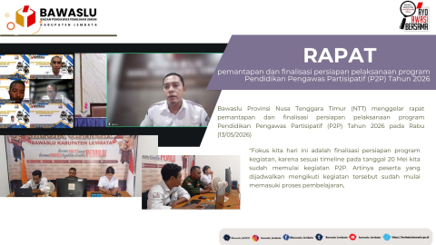 apat Koordinasi dan Training of Trainer (ToT) Pendidikan Pengawas Partisipatif (P2P)